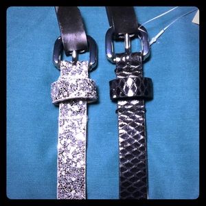 Two Thin Belts (1) Black and (1) silver